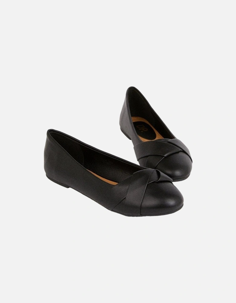 Womens/Ladies Paige Wrap Detail Wide Ballerina Flats