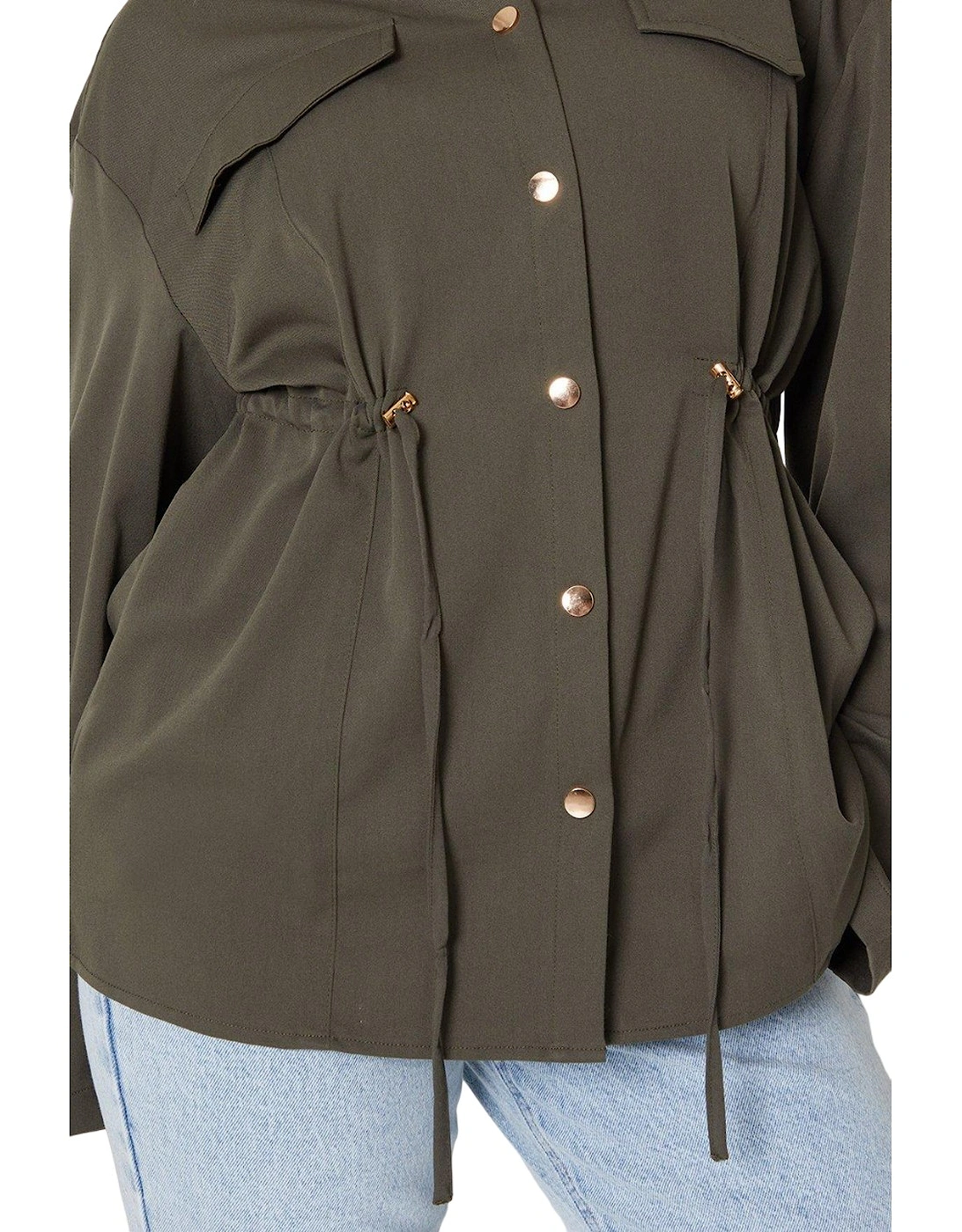 Womens/Ladies Drawstring Waist Shirt Jacket