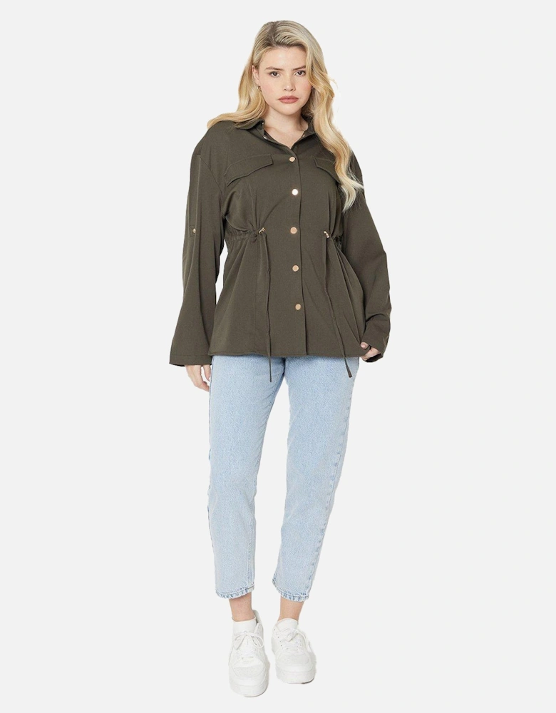 Womens/Ladies Drawstring Waist Shirt Jacket