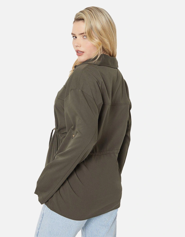 Womens/Ladies Drawstring Waist Shirt Jacket