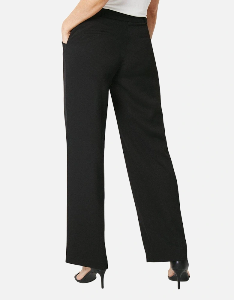 Womens/Ladies Integrated Belt Wide Leg Trousers