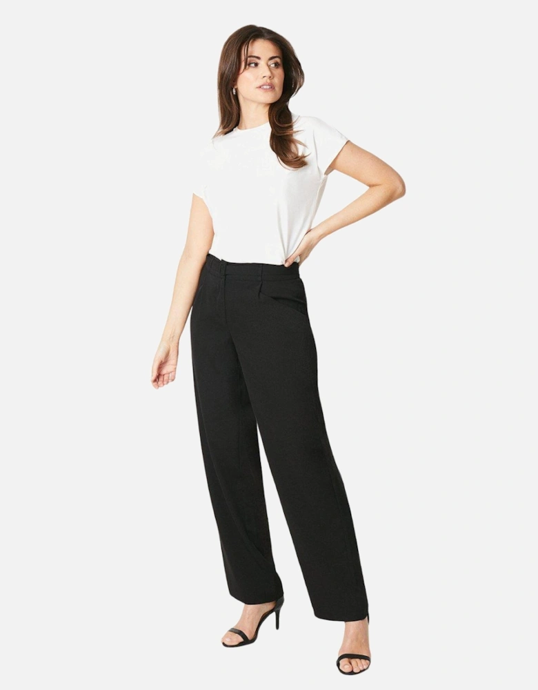 Womens/Ladies Integrated Belt Wide Leg Trousers