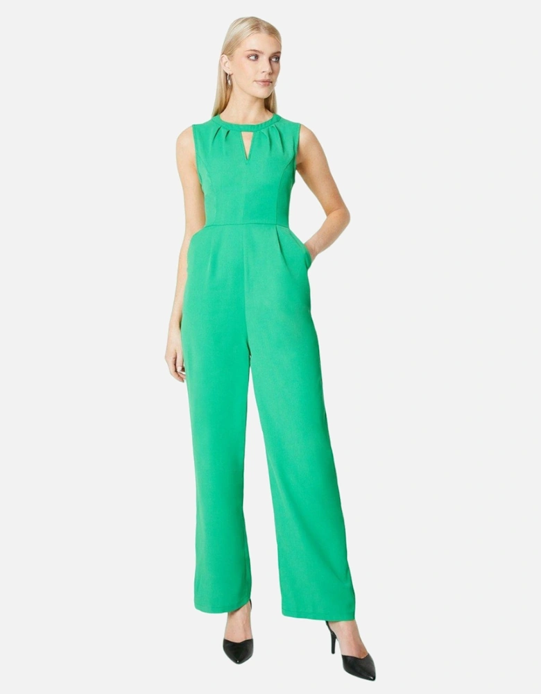 Womens/Ladies Pleated Keyhole Jumpsuit