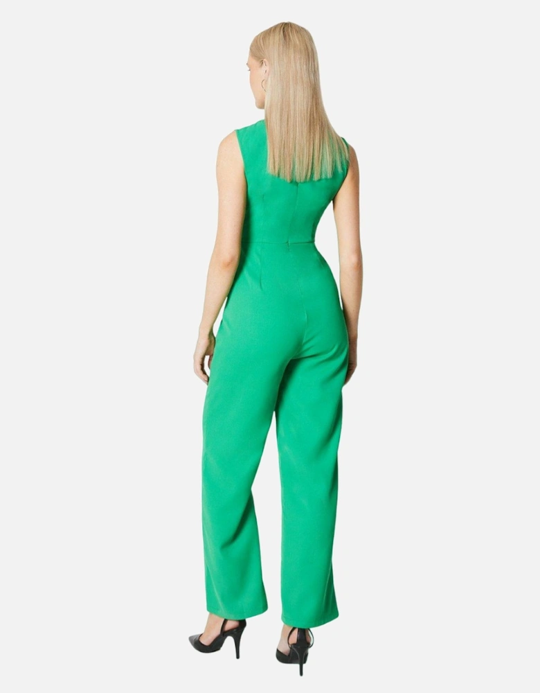 Womens/Ladies Pleated Keyhole Jumpsuit