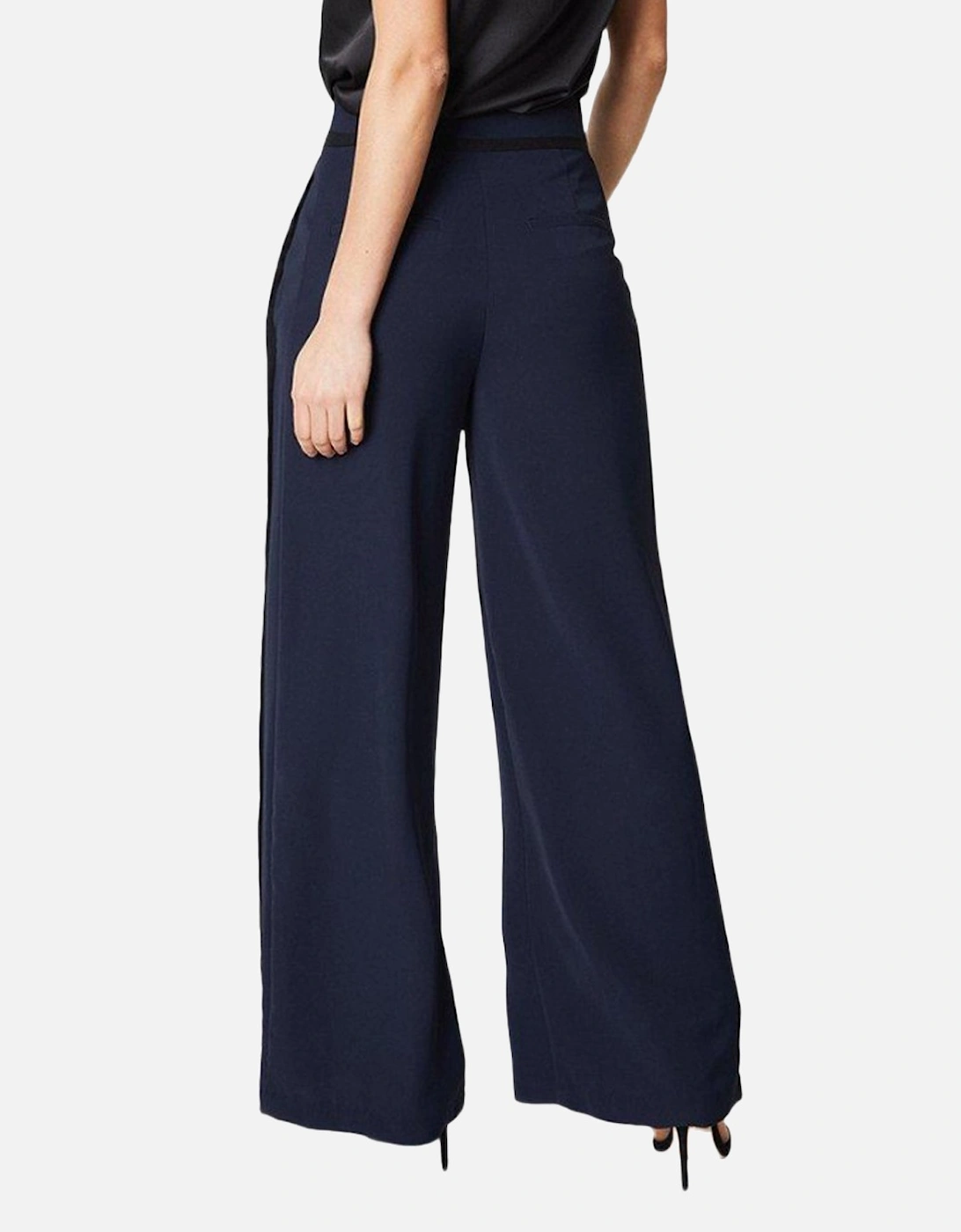 Womens/Ladies Piped Wide Leg Trousers