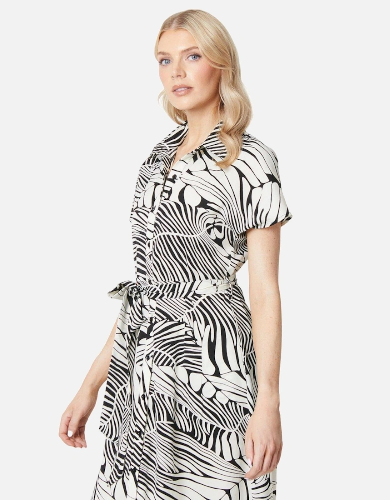 Womens/Ladies Leaf Print Midi Shirt Dress