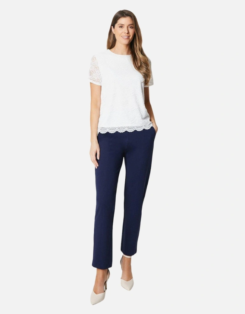 Womens/Ladies Ponte Front Seam Detail Tapered Trousers