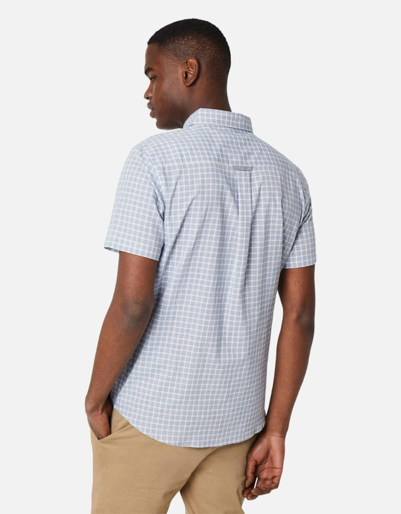 Mens Tonal Check Textured Short-Sleeved Shirt