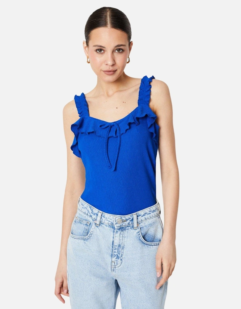 Womens/Ladies Frilled Front Tie Tank Top