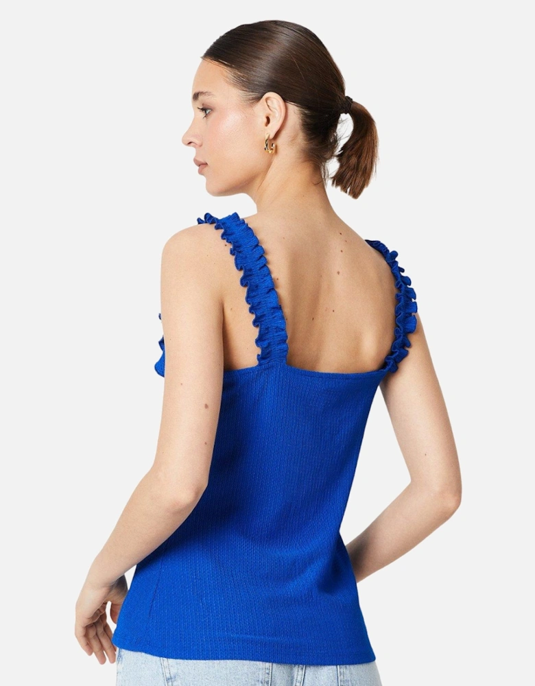 Womens/Ladies Frilled Front Tie Tank Top