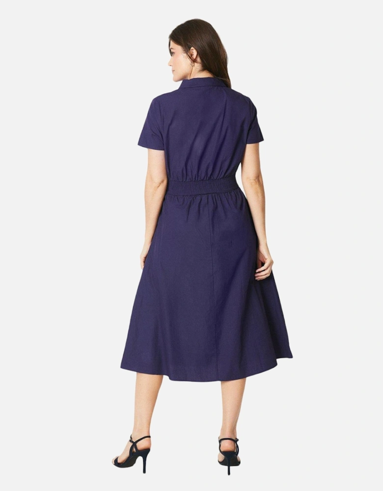 Womens/Ladies Shirred Waist Shirt Dress