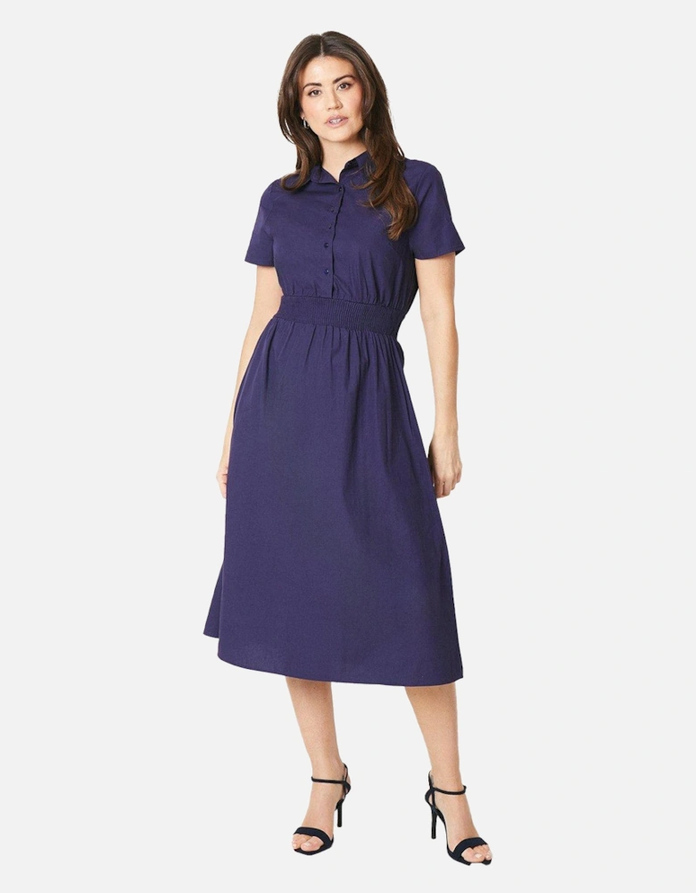 Womens/Ladies Shirred Waist Shirt Dress