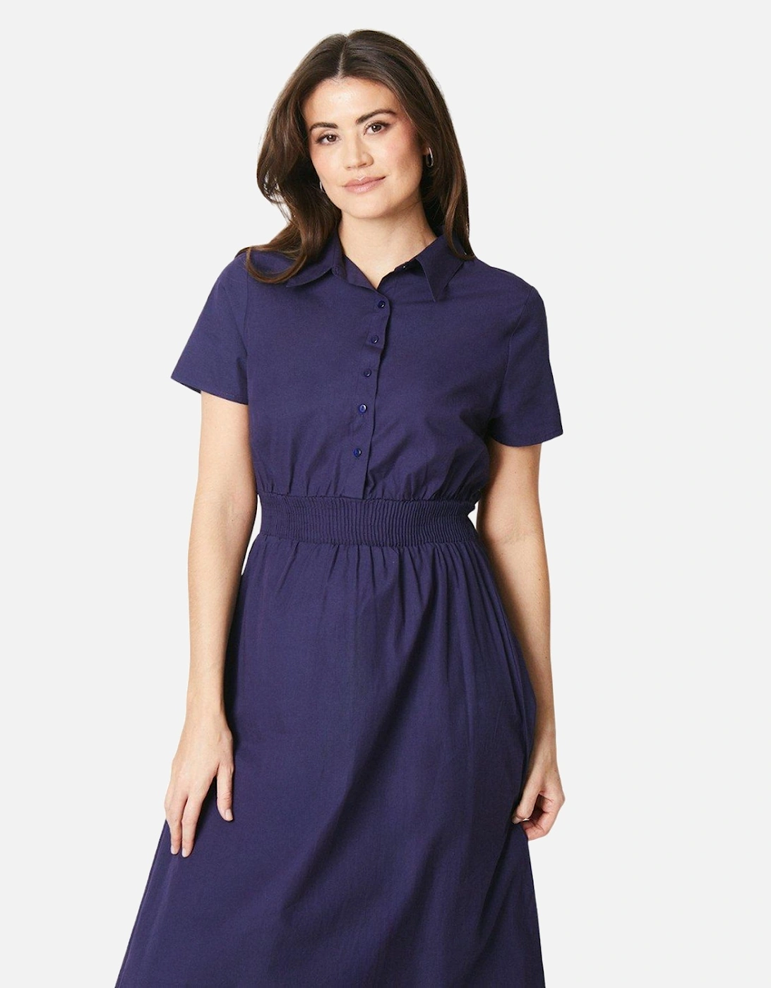 Womens/Ladies Shirred Waist Shirt Dress