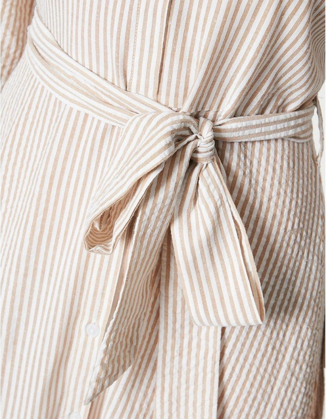 Womens/Ladies Stripe Belt Midi Shirt Dress