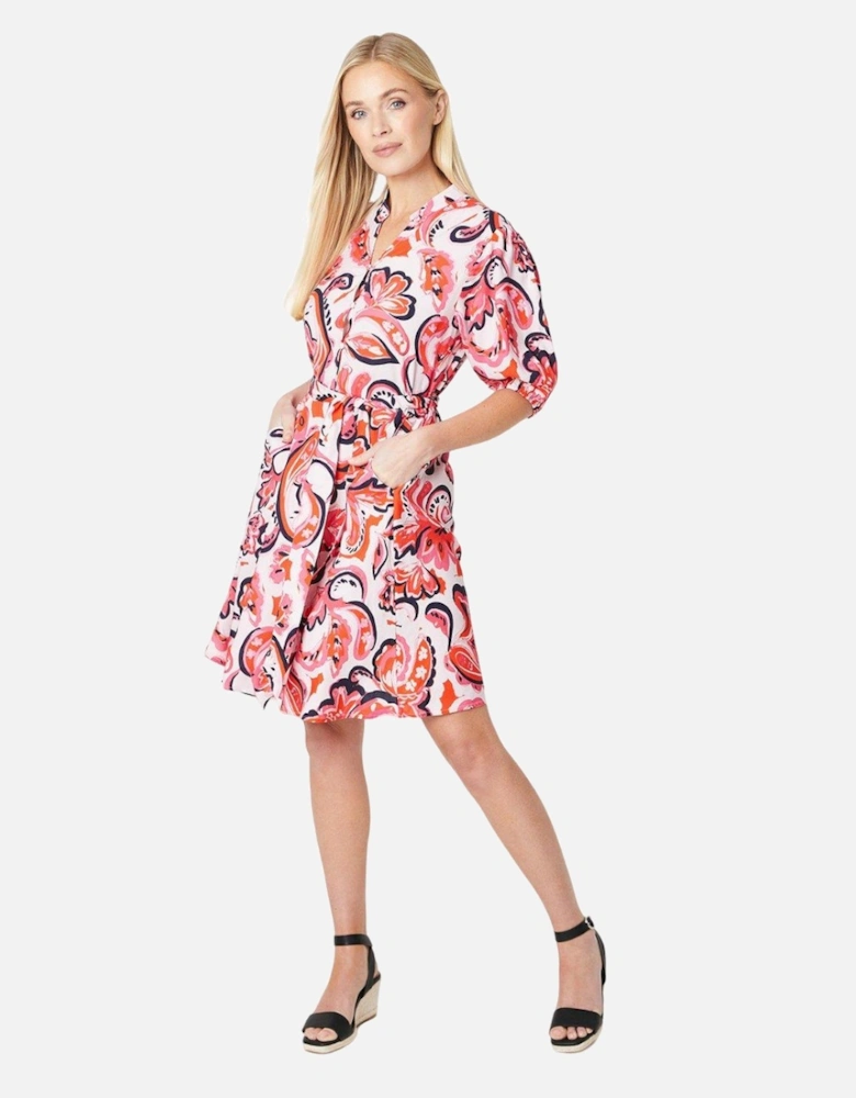 Womens/Ladies Paisley Petite Puff Sleeve Mini Dress