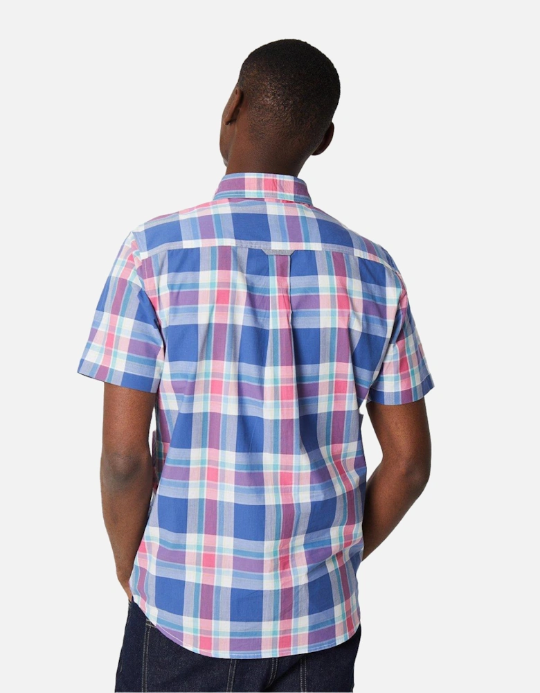 Mens Large Check Short-Sleeved Summer Shirt