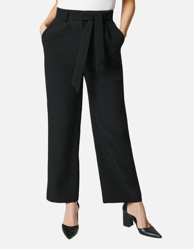 Womens/Ladies Belted Petite Wide Leg Trousers