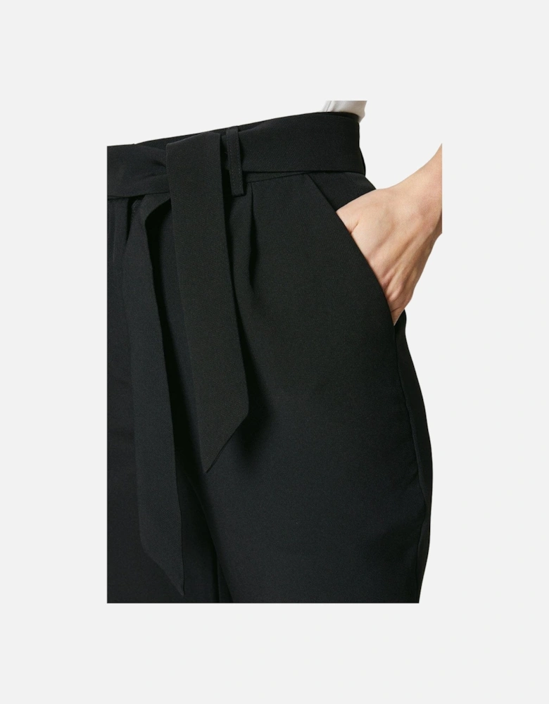 Womens/Ladies Belted Petite Wide Leg Trousers