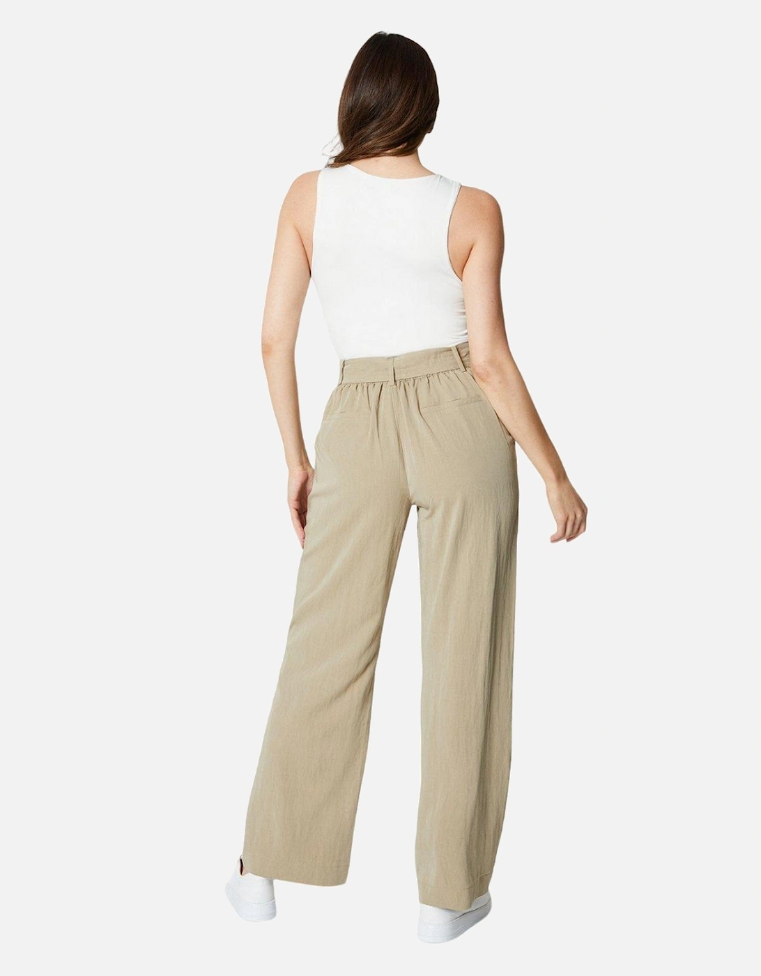 Womens/Ladies Stitched Belt Wide Leg Trousers