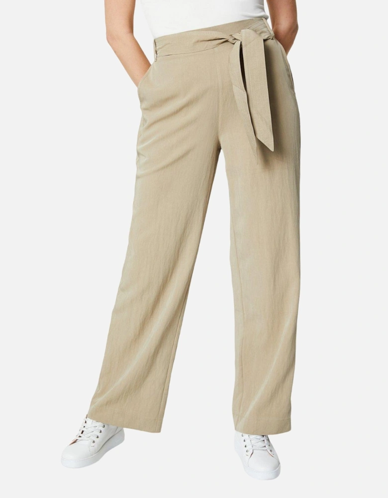 Womens/Ladies Stitched Belt Wide Leg Trousers