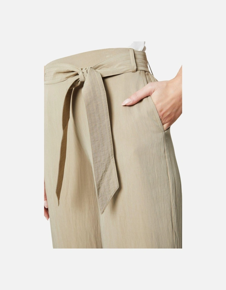 Womens/Ladies Stitched Belt Wide Leg Trousers