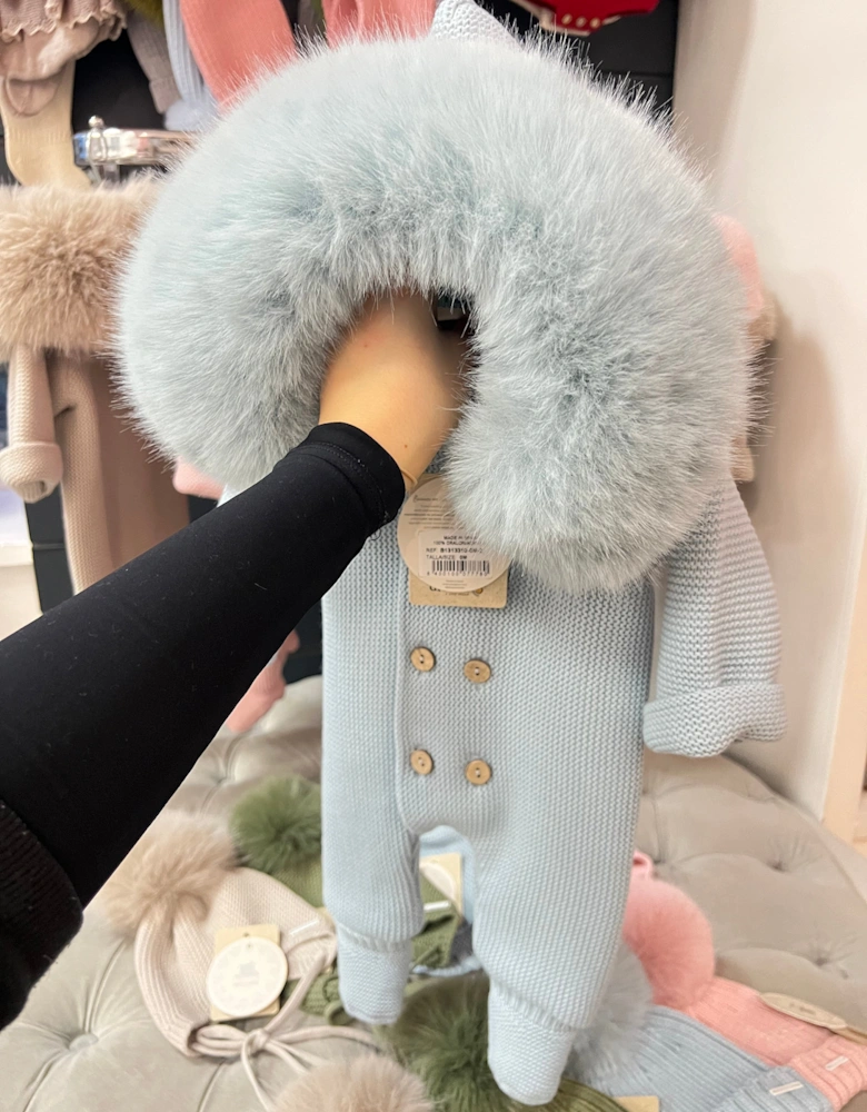 Blue Faux Fur Pramsuit