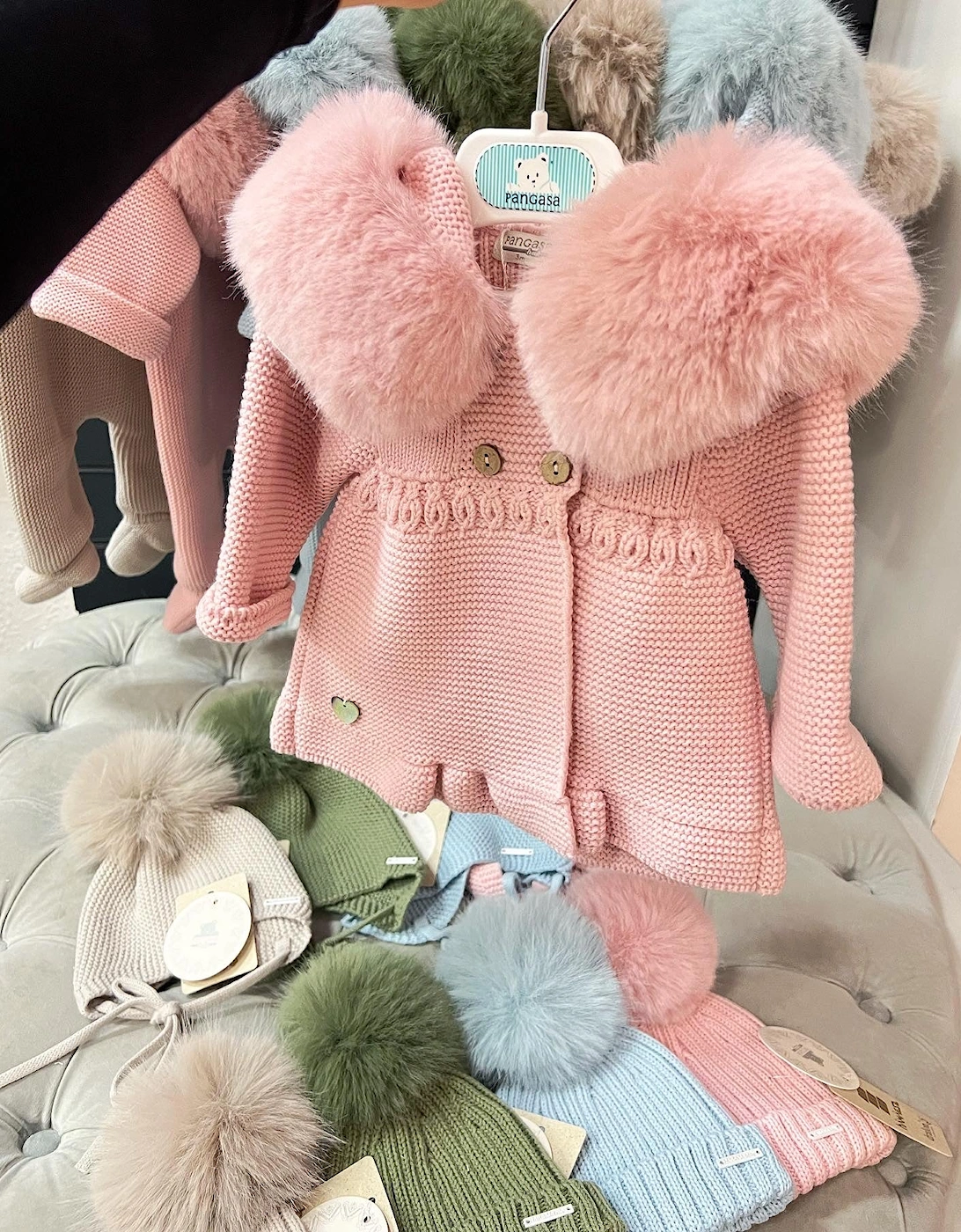 Powder Pink A Line Faux Fur Cardigan