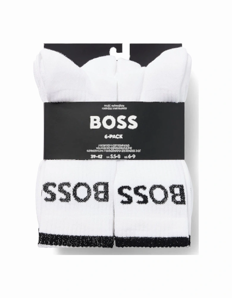 6-Pack Quarter-Length Socks, White