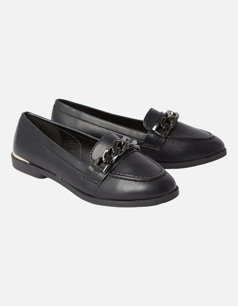 Womens/Ladies Leila Chain Patent PU Loafers