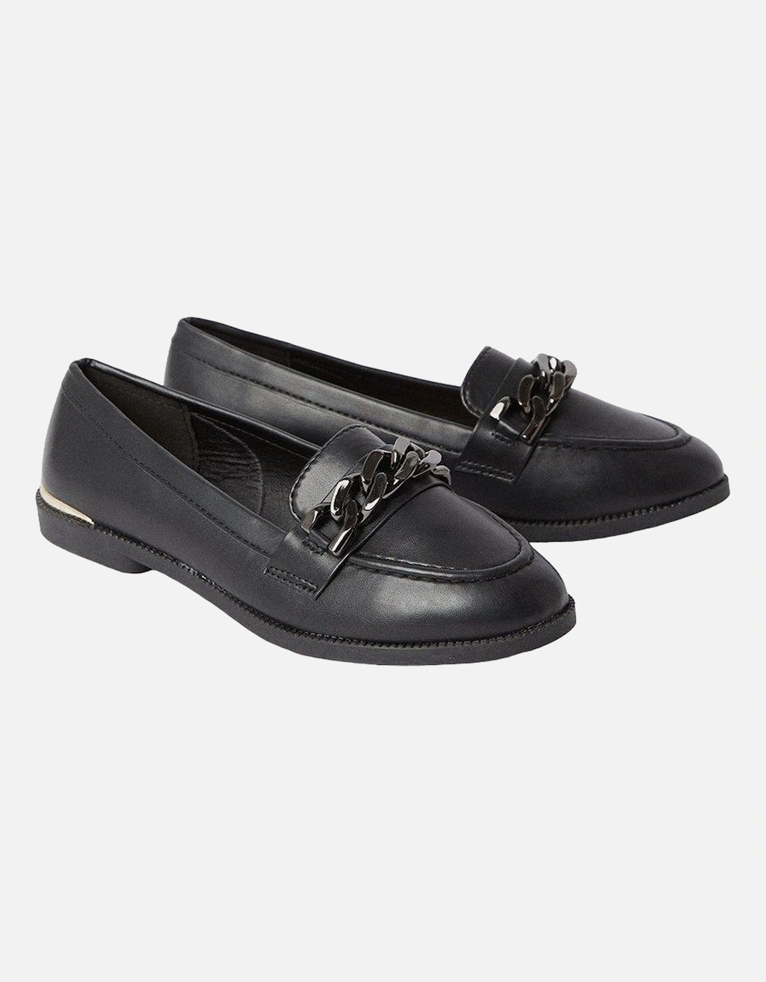 Womens/Ladies Leila Chain Patent PU Loafers, 4 of 3