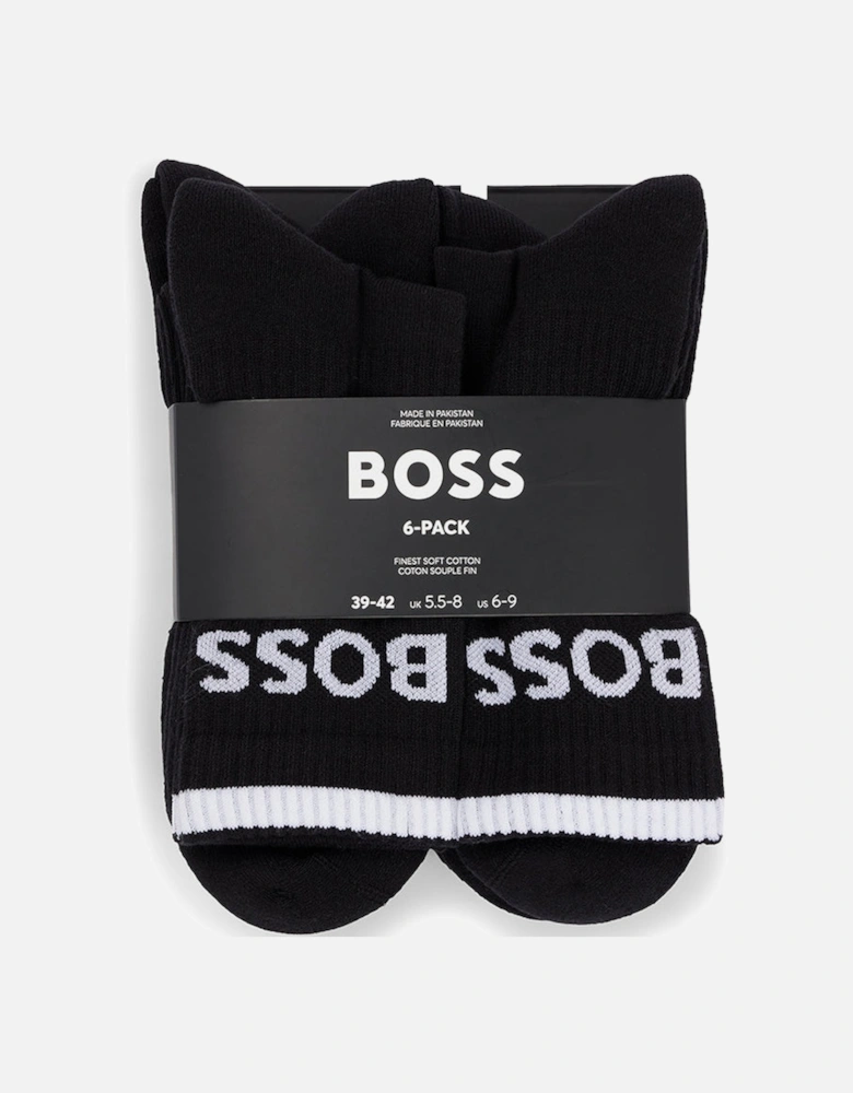 6-Pack Quarter-Length Socks, Black