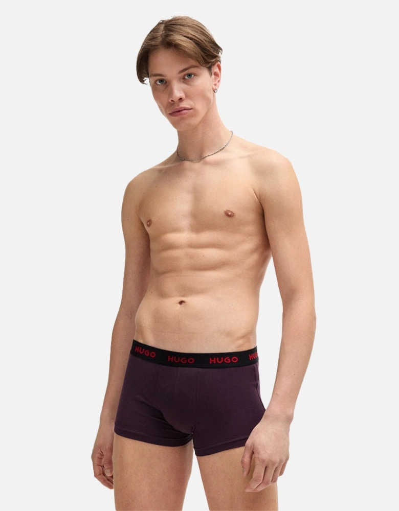 3-Pack Boxer Trunks, Khaki/Purple