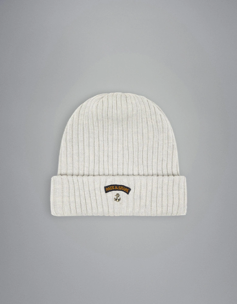 Men's Ribbed Wool Beanie with Anchor Badge