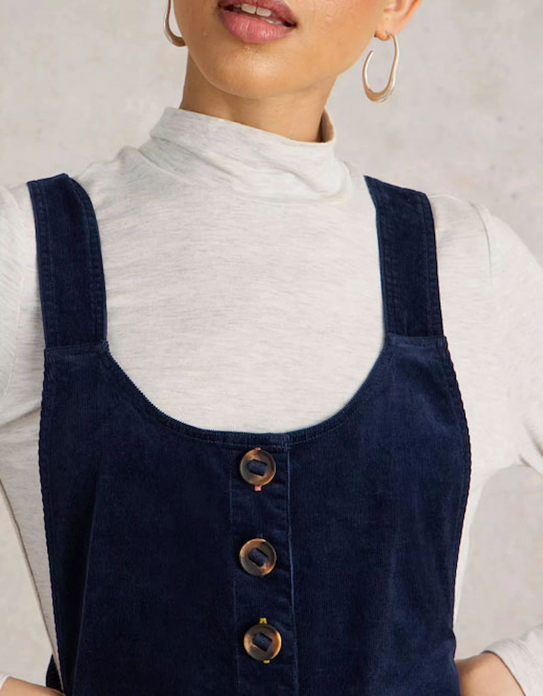 Women's Petite Cord Dungaree Dark Navy