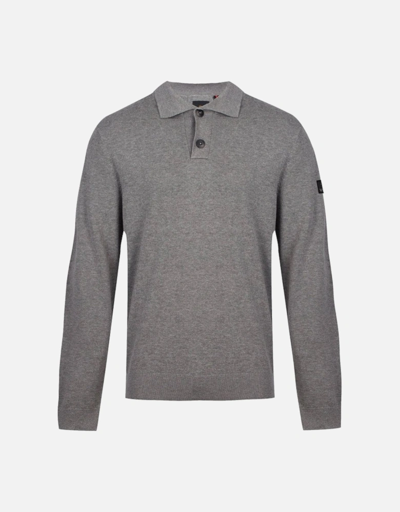 Fairbanks Knitted Polo Mid Grey Marl