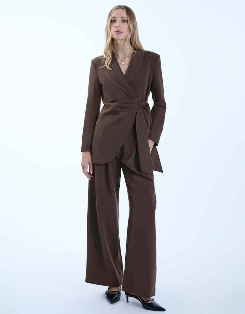 Side Brown Sash Blazer