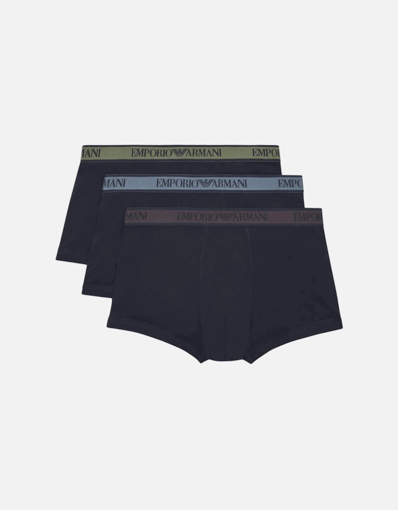 3-Pack Stretch Cotton Navy Boxer Trunks