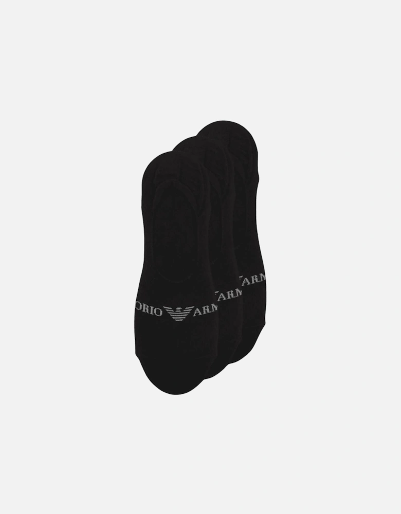 Cotton Triple Black Knitted 3-Pack Invisible Socks