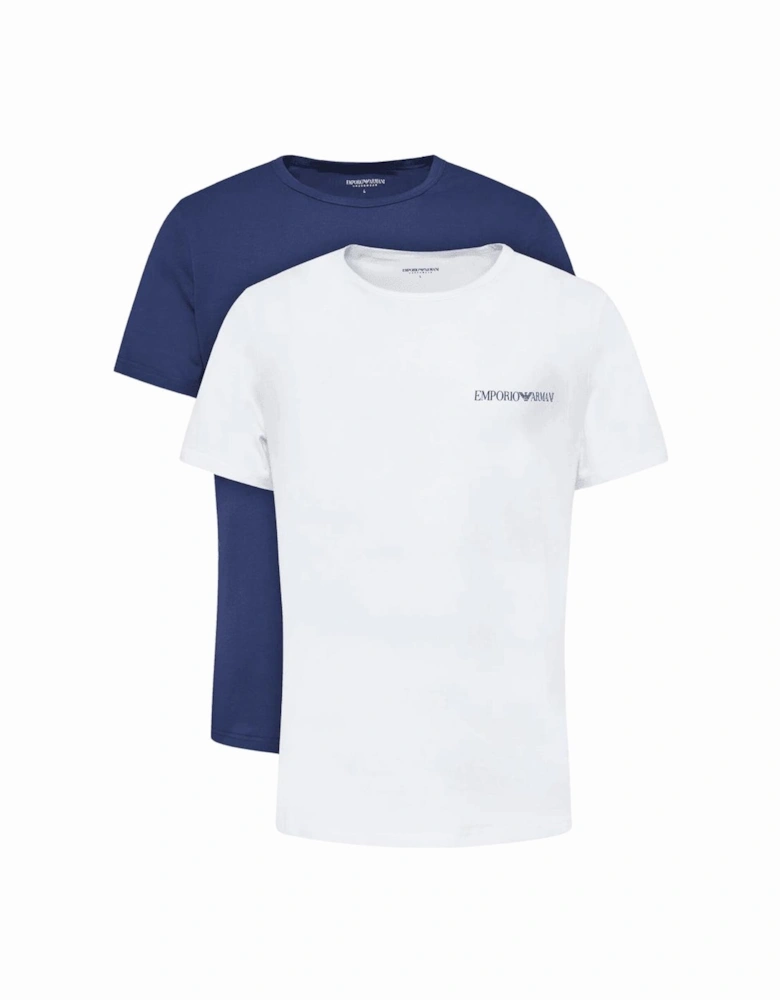 Cotton 2-Pack Round Neck EA Logo White/Blue T-Shirt