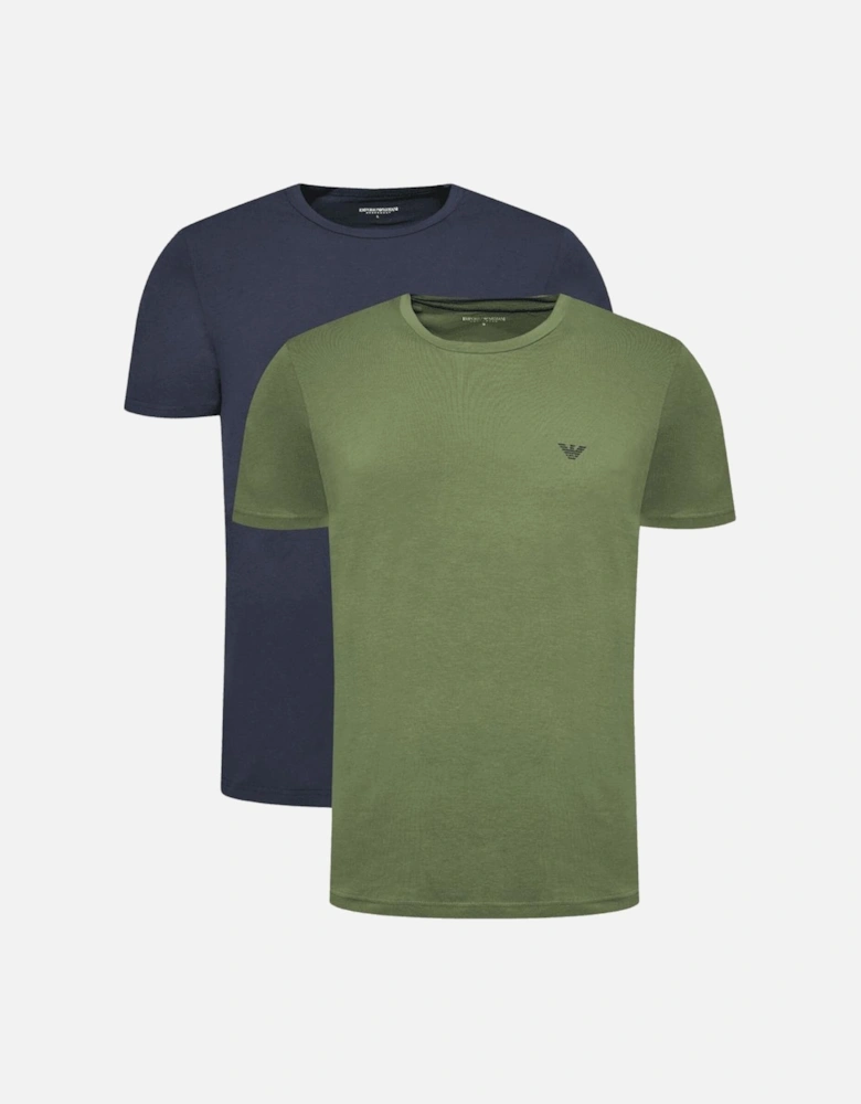 Cotton 2-Pack Round Neck Eagle Logo Green/Navy T-Shirt