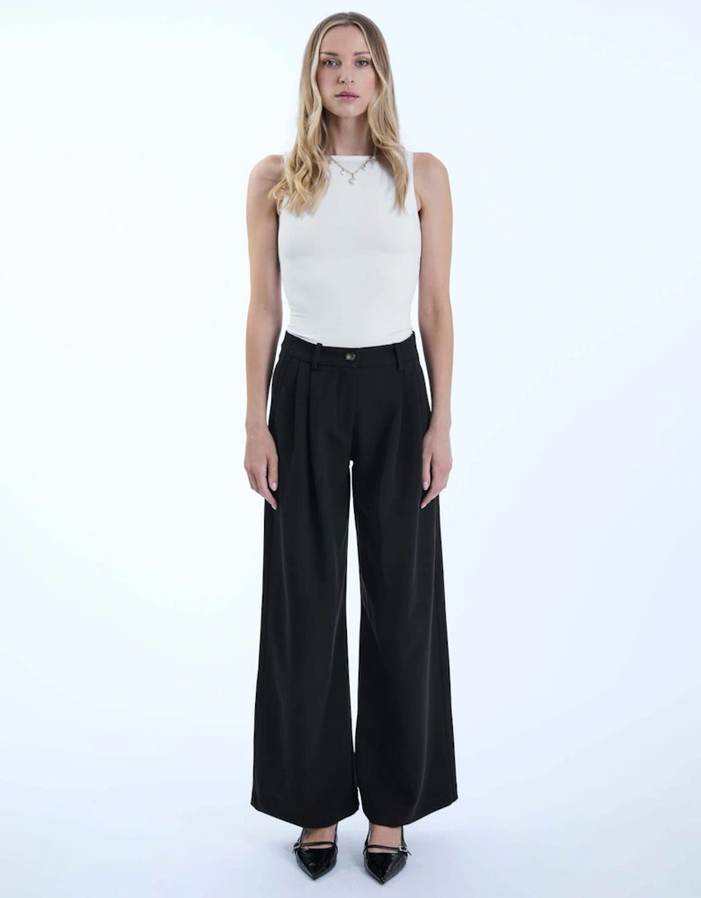 Pin Tuck Black Trousers