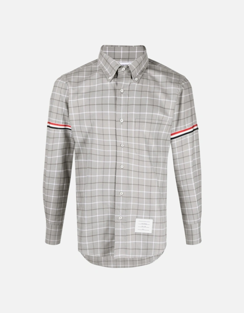 Straight Fit Tattersall Check Cotton Shirt Grey