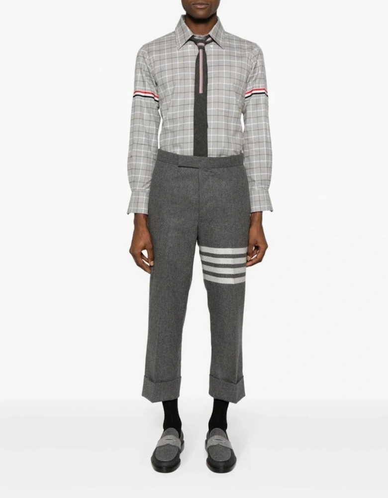 Straight Fit Tattersall Check Cotton Shirt Grey