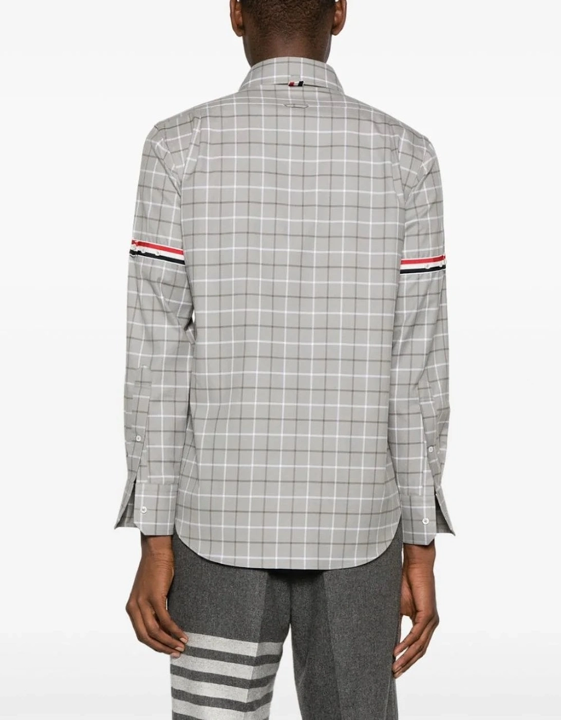 Straight Fit Tattersall Check Cotton Shirt Grey