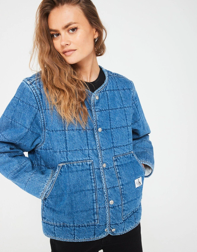 Quilted Denim Jacket - Blue