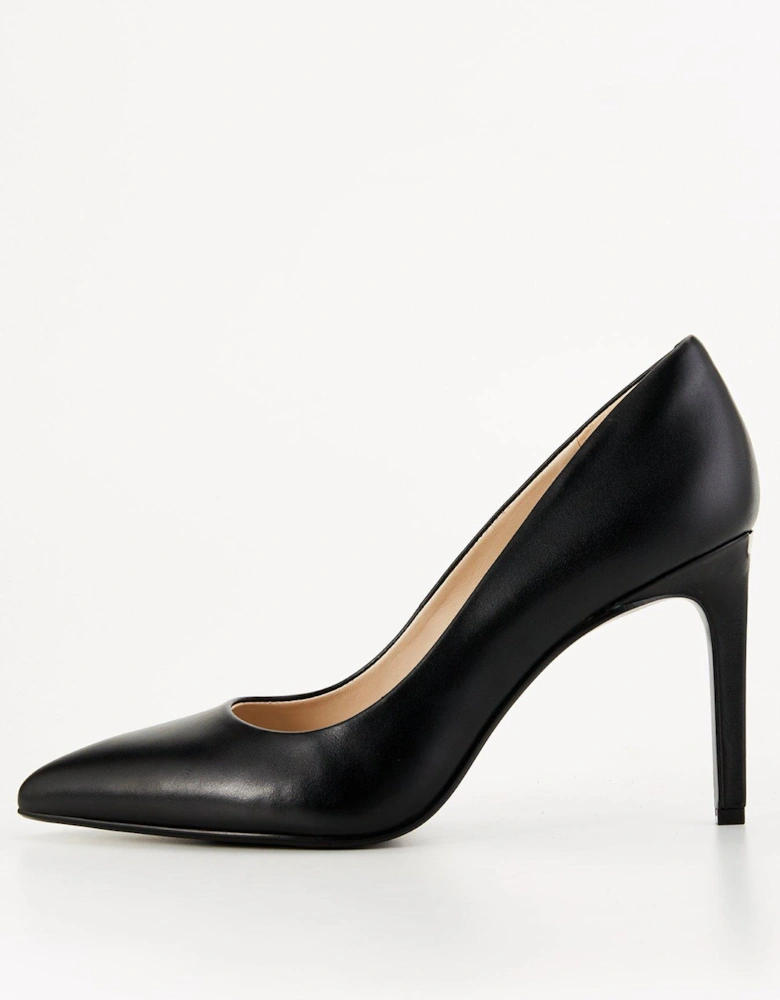 Leather Heel Pump - Black