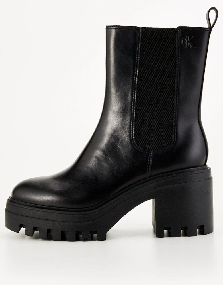 Chunky Heeled Boots - Black