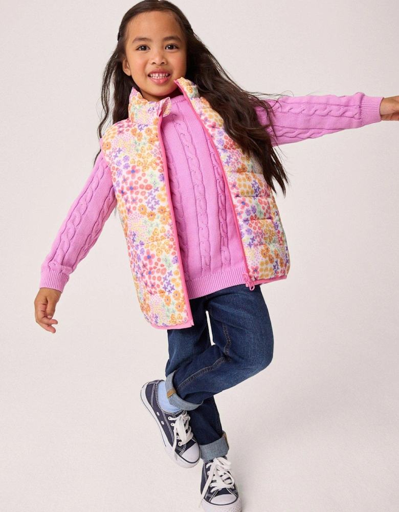 Girls Reversible Lightweight Gilet - Light Pink