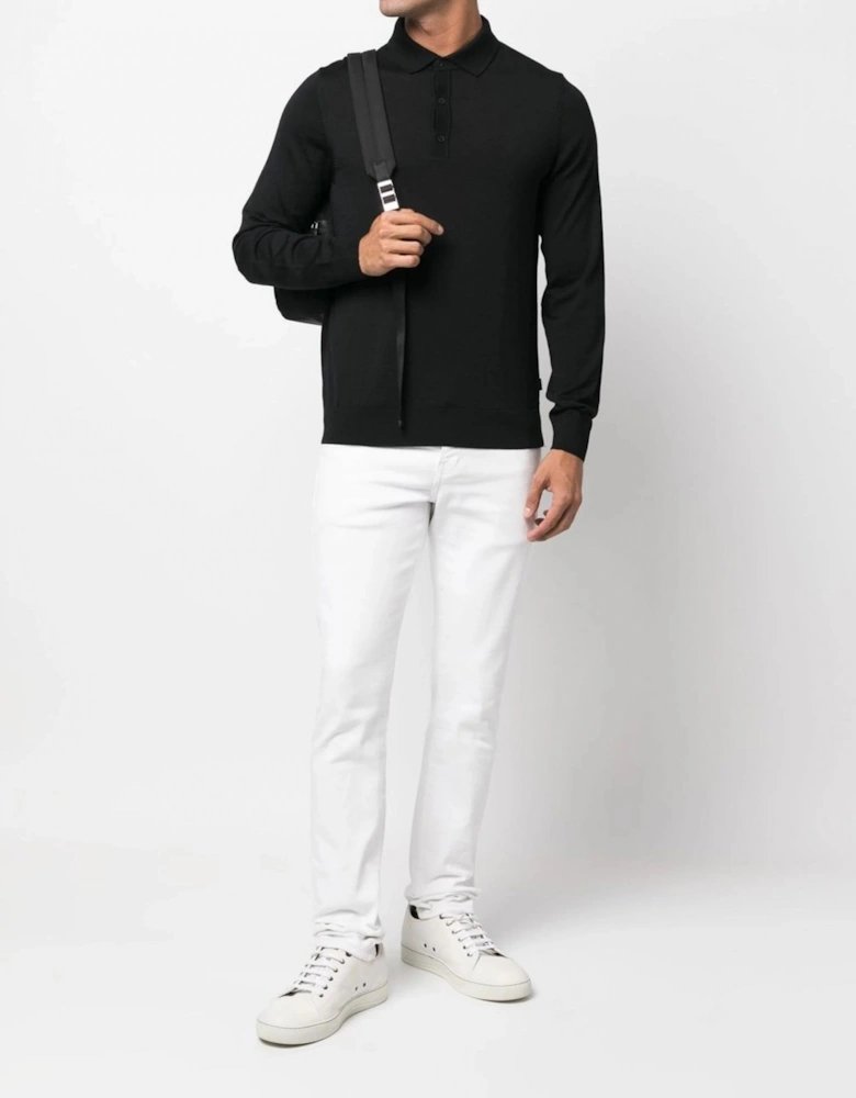 Lancione Knitted Polo Black