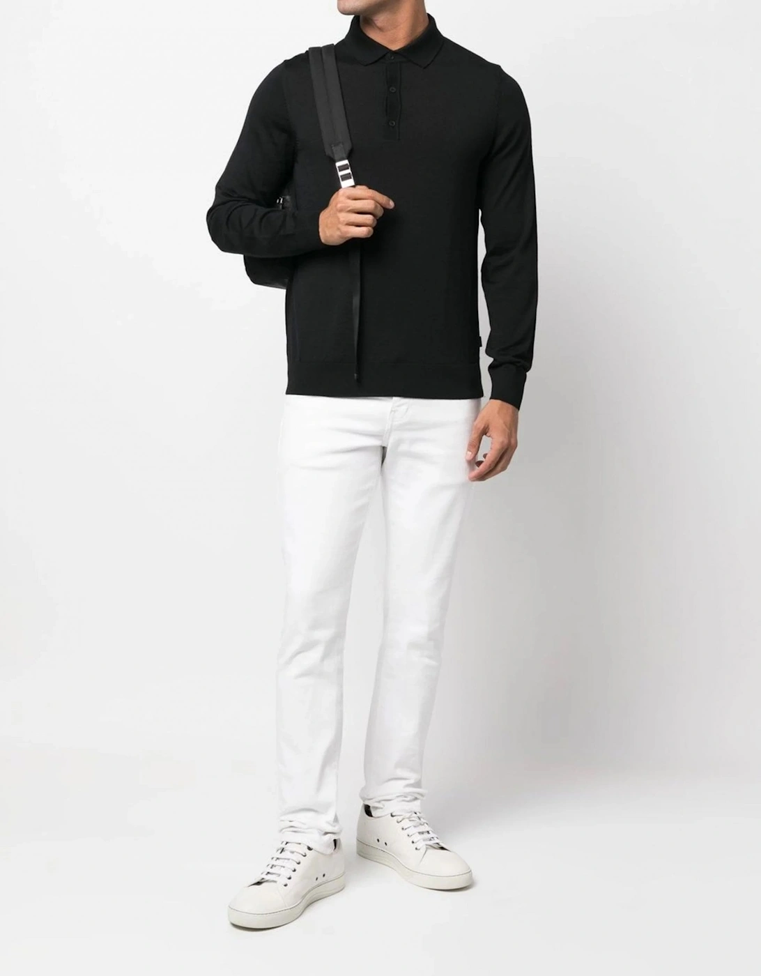 Lancione Knitted Polo Black